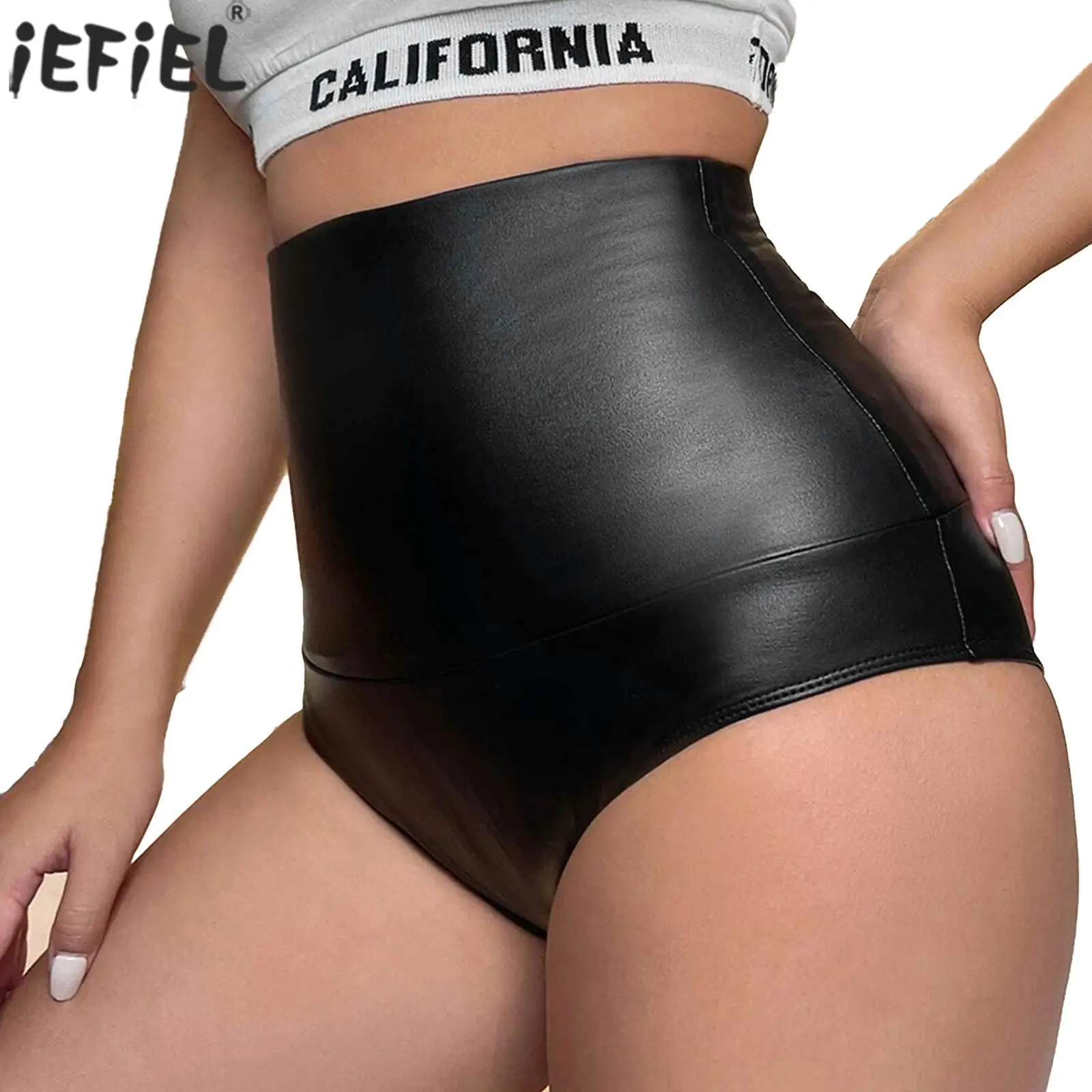 Womens PU Leather Briefs Booty Shorts Black Shiny Wetlook Black High Waist Panties for Disco Party Nightclub Rave Music Festival
Womens PU Leather Briefs Booty Shorts Black Shiny Wetlook Black High Waist Panties for Disco Party Nightclub Rave Music Festival