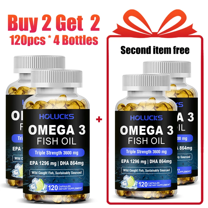 HOLUCKS Omega 3 Fish Oil Supplement, Support Heart, Brain, Joints, Skin, Eyes & Immune Health
HOLUCKS Omega 3 Fish Oil Supplement, Support Heart, Brain, Joints, Skin, Eyes & Immune Health