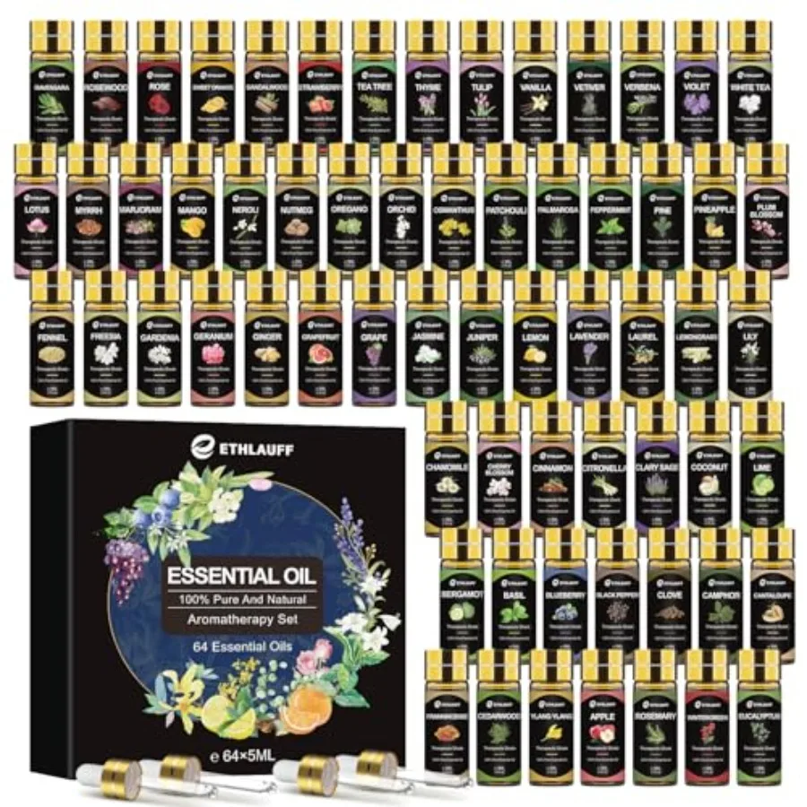 Essential Oil Set 64 Pack -Aromatherapy Essential Oils Kit-Fragrance Oils Perfect for Diffuser, Humidifier, Massage, Soap, Skin
Essential Oil Set 64 Pack -Aromatherapy Essential Oils Kit-Fragrance Oils Perfect for Diffuser, Humidifier, Massage, Soap, Skin