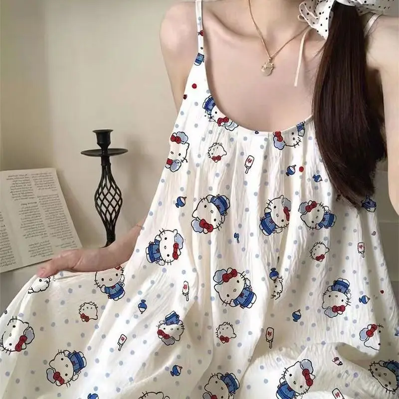 Kawaii Hello Kitty Suspender Dress Nightgown Pajamas Sanrio Anime Summer Nightdress Cute Girls Sleeveless Women Loose Homewear
Kawaii Hello Kitty Suspender Dress Nightgown Pajamas Sanrio Anime Summer Nightdress Cute Girls Sleeveless Women Loose Homewear