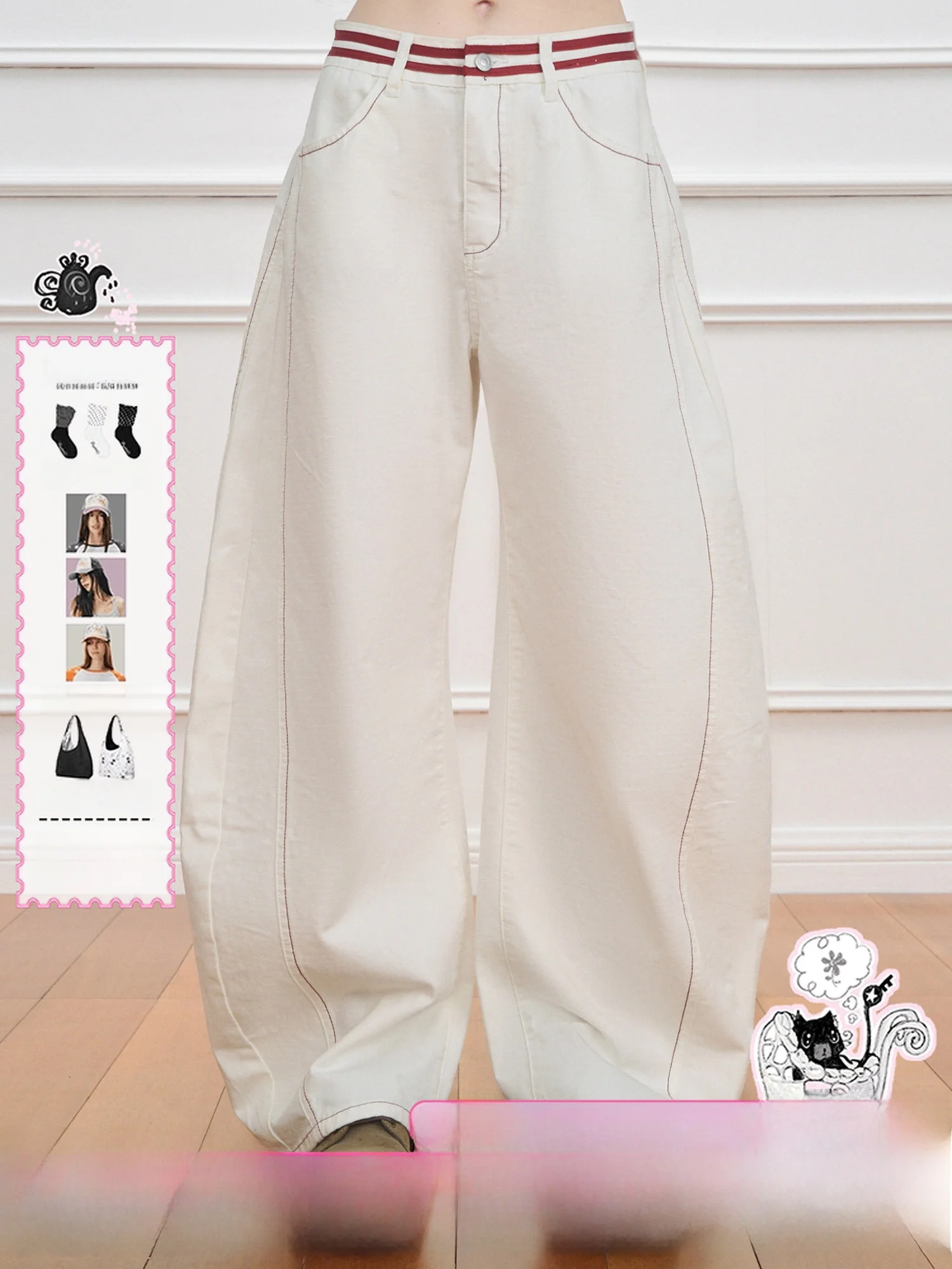 NECY Original Color Block Stripe Waist Grey Banana Pants Loose Casual Versatile Long Trousers Decomposition Knife Pants Women
NECY Original Color Block Stripe Waist Grey Banana Pants Loose Casual Versatile Long Trousers Decomposition Knife Pants Women