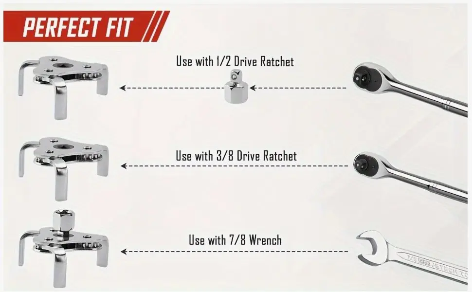 7-Piece Oil Filter Removal Kit: Adjustable 3-Jaw Wrench + 9-inch & 12-inch Oil Filter Pliers — Fits Filters from 2.75" to 5.25" (70–133 mm); Ergonomic Anti-Slip PVC Handles for Comfortable, Secure Grip; Durable Chrome-Vanadium Steel Construction; Compact
7-Piece Oil Filter Removal Kit: Adjustable 3-Jaw Wrench + 9-inch & 12-inch Oil Filter Pliers — Fits Filters from 2.75" to 5.25" (70–133 mm); Ergonomic Anti-Slip PVC Handles for Comfortable, Secure Grip; Durable Chrome-Vanadium Steel Construction; Compact