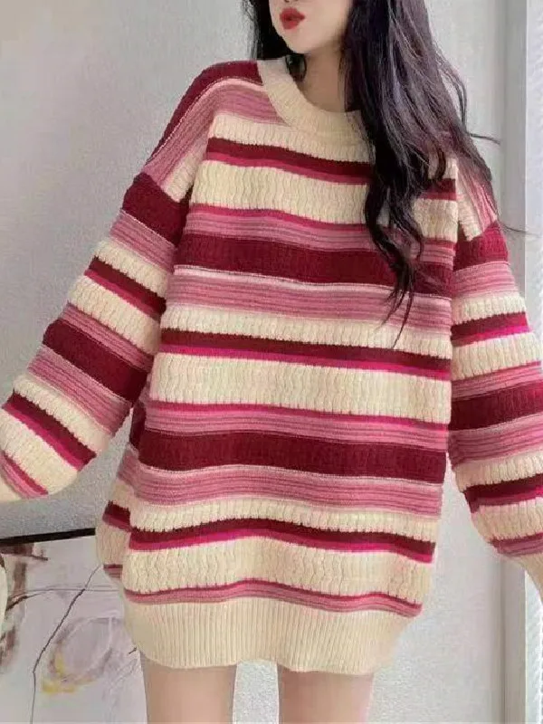 Loose Women's Oversize Striped Knitwear Autumn Winter Outerwear Vintage Sle Casual Lazy Faion Outer Layer Coat
Loose Women's Oversize Striped Knitwear Autumn Winter Outerwear Vintage Sle Casual Lazy Faion Outer Layer Coat