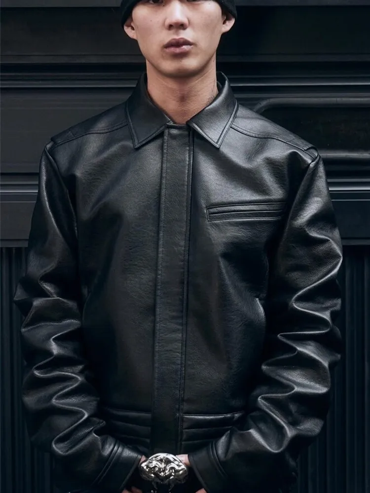 Pure Color Leather Jaet Motorcycle Sle High Street Trendy Brand Men's Women's Ins Jaet Coat Youthful Vitali Sle
Pure Color Leather Jaet Motorcycle Sle High Street Trendy Brand Men's Women's Ins Jaet Coat Youthful Vitali Sle