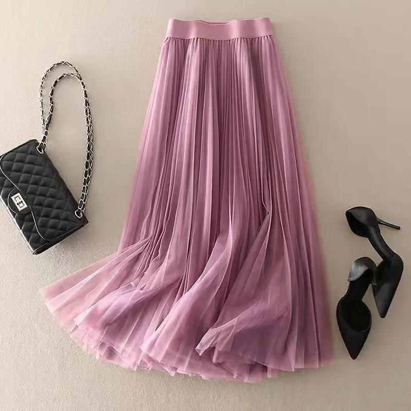 Women's Clothing Trend All-match Solid Color Pleated Mesh Skirt Summer New Casual Simplicity High Waist Skirts for Female P205
Women's Clothing Trend All-match Solid Color Pleated Mesh Skirt Summer New Casual Simplicity High Waist Skirts for Female P205