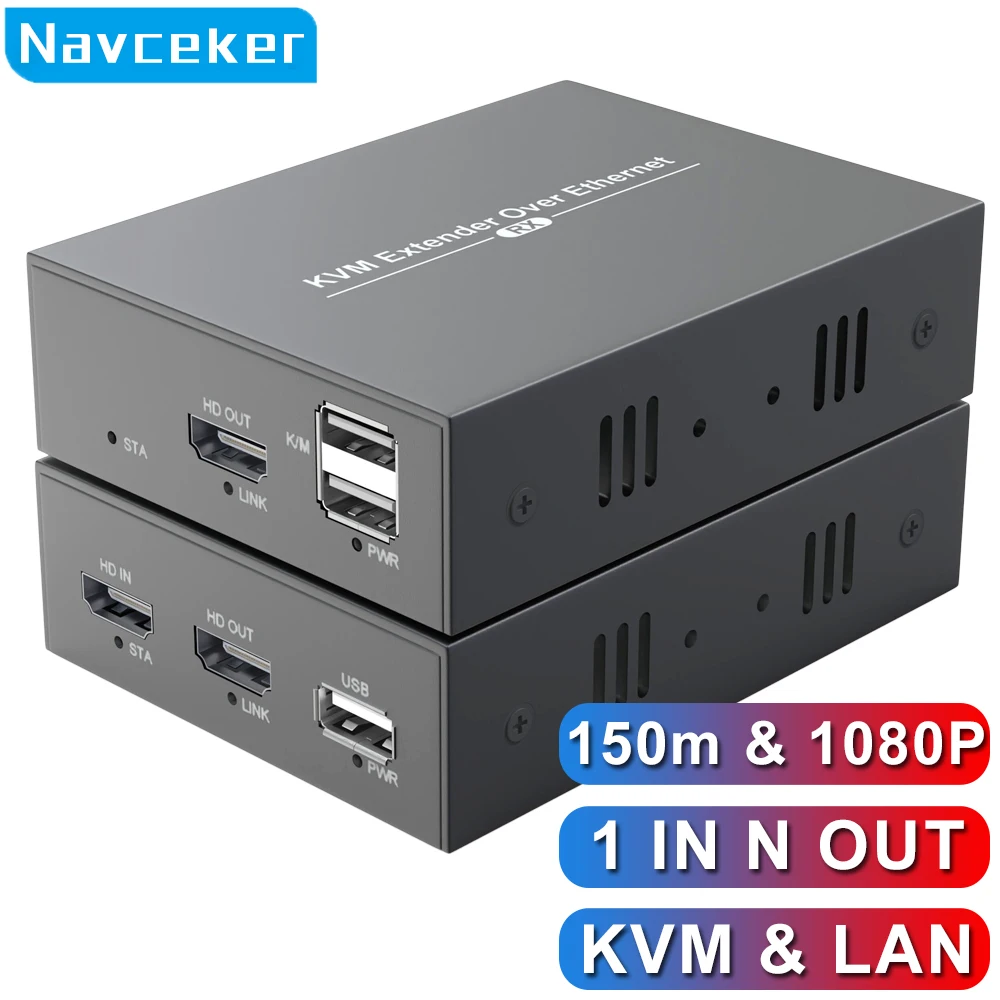 Удлинитель HDMI Navceker 150 м по IP через кабель Ethernet RJ45 Cat5/Cat6, 1080P HDMI USB KVM-удлинитель (передатчик-приемник) для ноутбуков и телевизоров
Удлинитель HDMI Navceker 150 м по IP через кабель Ethernet RJ45 Cat5/Cat6, 1080P HDMI USB KVM-удлинитель (передатчик-приемник) для ноутбуков и телевизоров