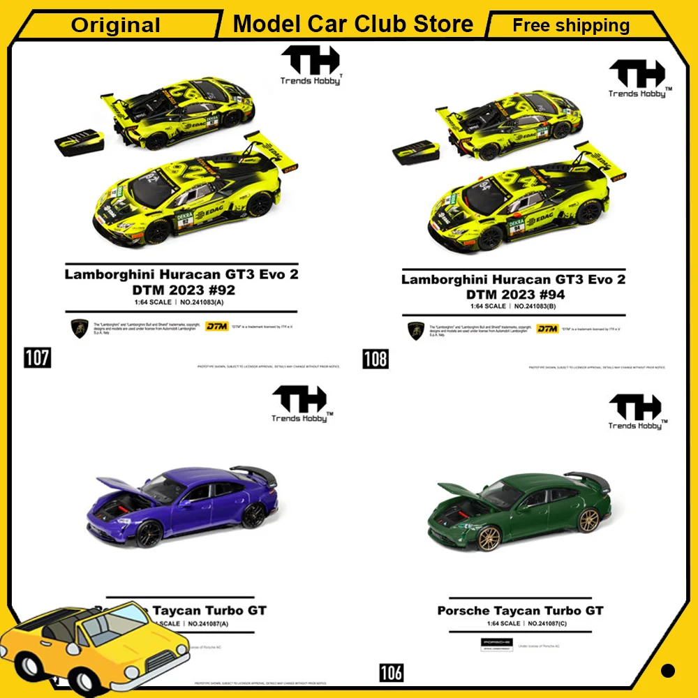 Trends Hobby TH 1:64 Scale Porsche Taycan Turbo GT Lamborghini Huracan GT3 Evo 2-DTM 2023 92# 94# Car Alloy Diecast Model Toys
Trends Hobby TH 1:64 Scale Porsche Taycan Turbo GT Lamborghini Huracan GT3 Evo 2-DTM 2023 92# 94# Car Alloy Diecast Model Toys