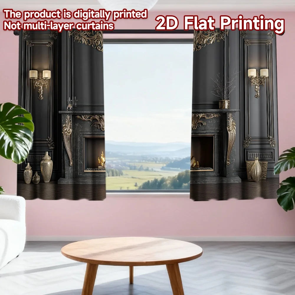 2D flat printing 2pcs Drapes Gold-Adorned Fireplace Digital Printed Polyester Drapes Family Party Decoration Perfect for Event
2D flat printing 2pcs Drapes Gold-Adorned Fireplace Digital Printed Polyester Drapes Family Party Decoration Perfect for Event