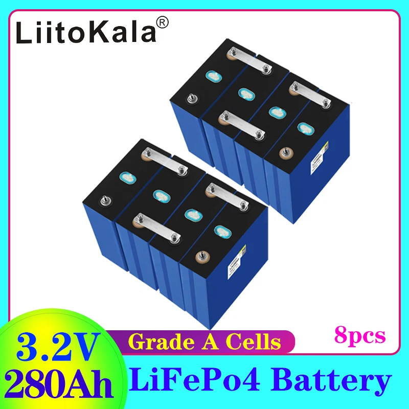 8PCS LiitoKala 3.2V 280Ah Lifepo4 Battery Grade A 300Ah 48V 280AH Rechargeable Battery Pack for Solar Energy Storage System
8PCS LiitoKala 3.2V 280Ah Lifepo4 Battery Grade A 300Ah 48V 280AH Rechargeable Battery Pack for Solar Energy Storage System