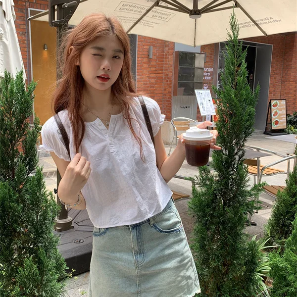 Рубашки с коротким рукавом, женские шифоновые рубашки с вышивкой и рюшами, элегантная блузка, женская летняя легкая непринужденная современная блузка
Рубашки с коротким рукавом, женские шифоновые рубашки с вышивкой и рюшами, элегантная блузка, женская летняя легкая непринужденная современная блузка