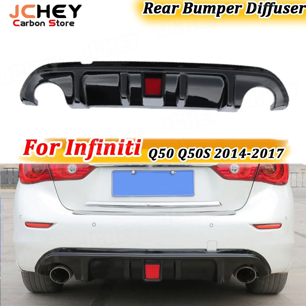 JCHEY ABS Gloss Black Carbon Fiber Car Rear Bumper Diffuser Lip Spoiler With LED Light For Infiniti Q50 Q50S 2014-2017 Car
JCHEY ABS Gloss Black Carbon Fiber Car Rear Bumper Diffuser Lip Spoiler With LED Light For Infiniti Q50 Q50S 2014-2017 Car