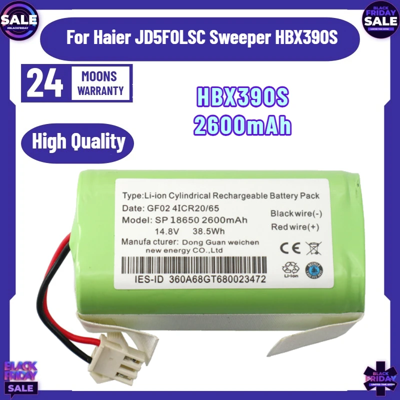 2600MAh Suitable for Haier JD5F0LSC Sweeper HBX390S Lithium Battery TAB-QT50SSC Robot Accessories
2600MAh Suitable for Haier JD5F0LSC Sweeper HBX390S Lithium Battery TAB-QT50SSC Robot Accessories