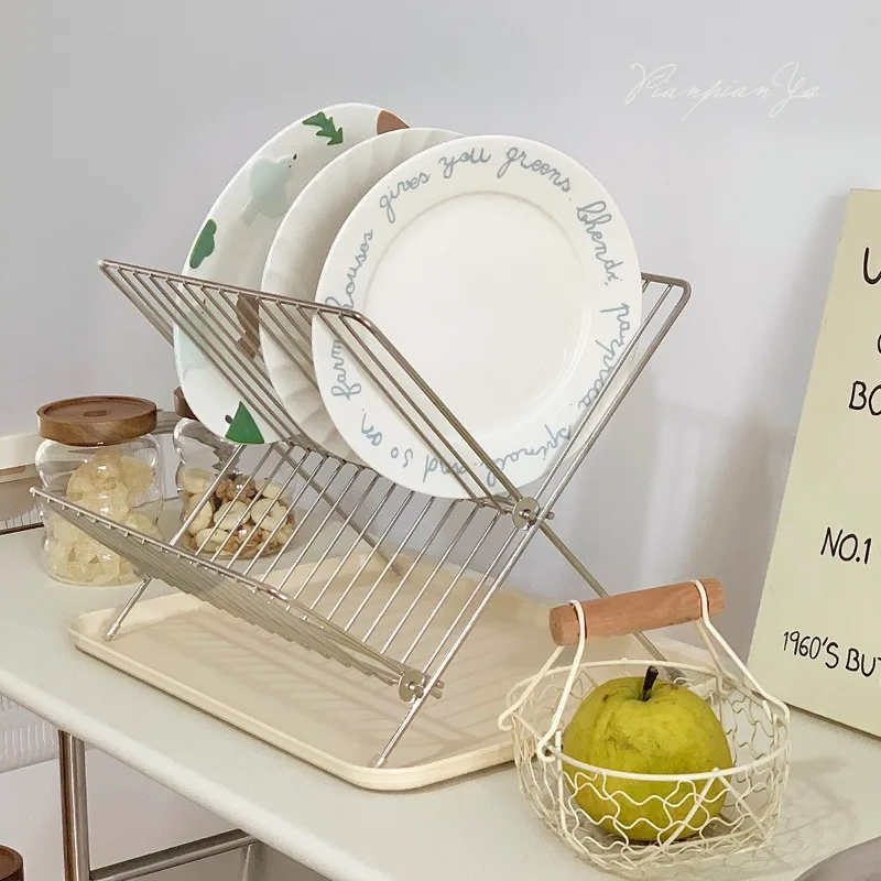 Korean Ins Style Dish Drying Rack Foldable Storage Shelf for Kitchen Magazine Book Organizer Plate Cup Holder with Iron Design
Korean Ins Style Dish Drying Rack Foldable Storage Shelf for Kitchen Magazine Book Organizer Plate Cup Holder with Iron Design