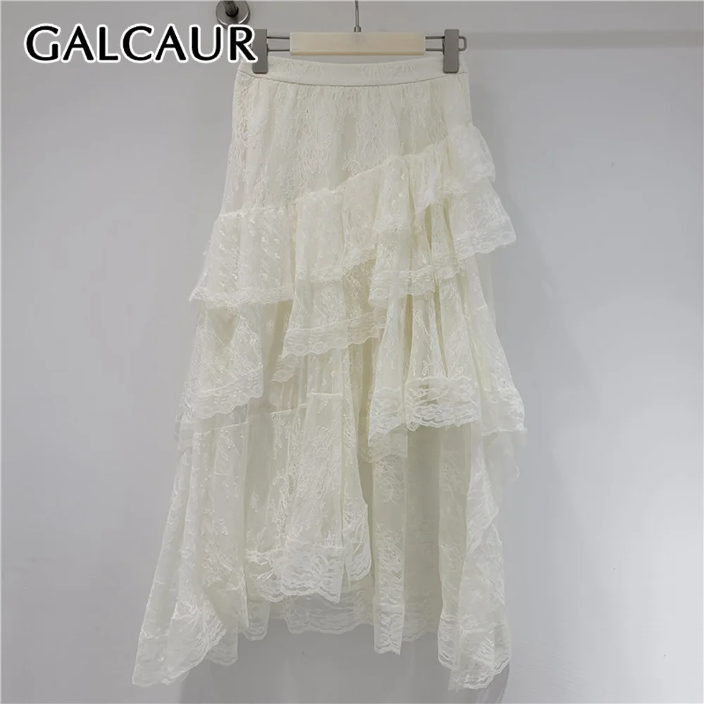 GALCAUR Solid Spliced Ruffles Fold A Line Skirt for Women Patchwork Elastic Waist Elegant Irregular Skirt Female Fashion Style
GALCAUR Solid Spliced Ruffles Fold A Line Skirt for Women Patchwork Elastic Waist Elegant Irregular Skirt Female Fashion Style