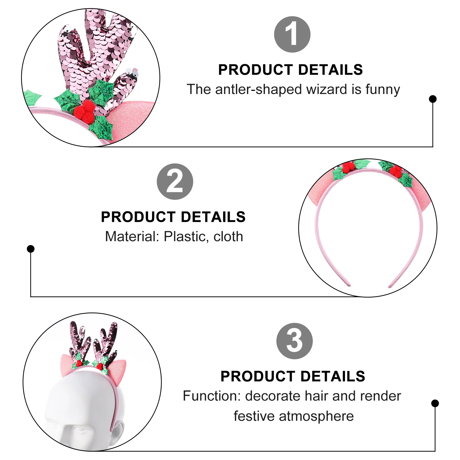 5pcs Christmas Antler Hair Hoop Xmas Headband Party Cosplay Adults Sequin Headwear Creative Gift Holiday Birthday Daily
5pcs Christmas Antler Hair Hoop Xmas Headband Party Cosplay Adults Sequin Headwear Creative Gift Holiday Birthday Daily
