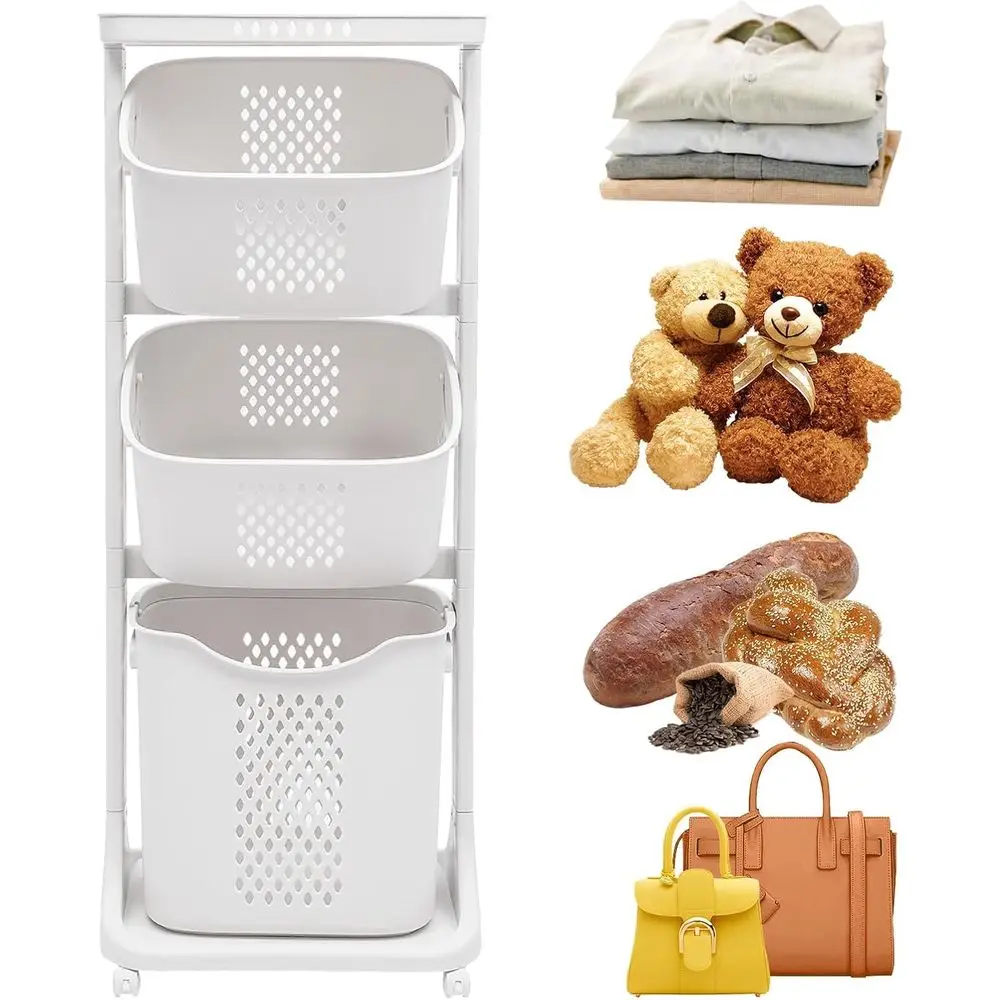 Трехуровневая тележка-корзина для белья на колесиках для хранения на кухне, в ванной и спальне - вместимость 75 л
Трехуровневая тележка-корзина для белья на колесиках для хранения на кухне, в ванной и спальне - вместимость 75 л