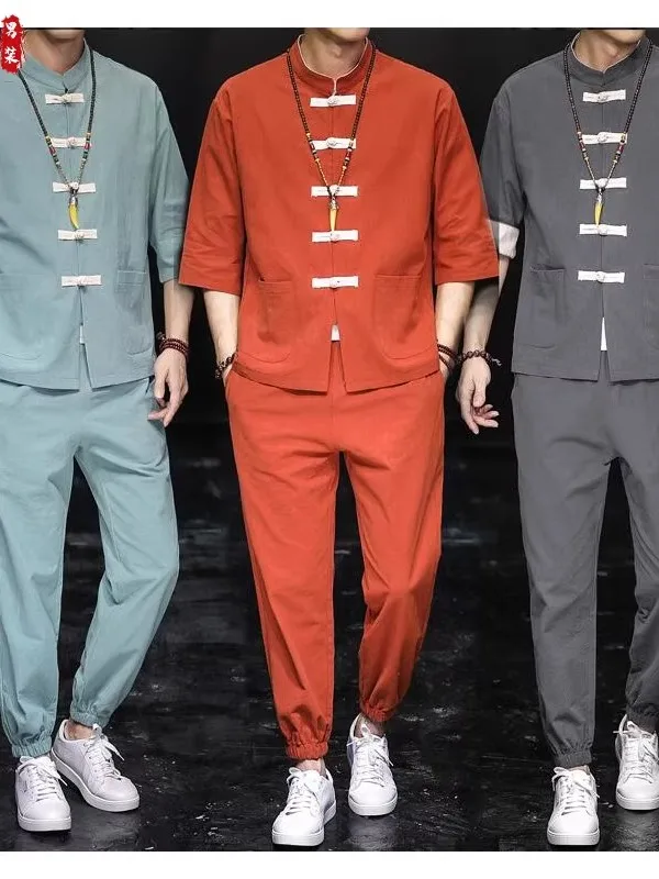 Men's Tea Ceremony Clothing Set Cotton Linen Zen Sle Tea Server Outfit Lay Brother Daoist Set Summer Season irt Pants
Men's Tea Ceremony Clothing Set Cotton Linen Zen Sle Tea Server Outfit Lay Brother Daoist Set Summer Season irt Pants
