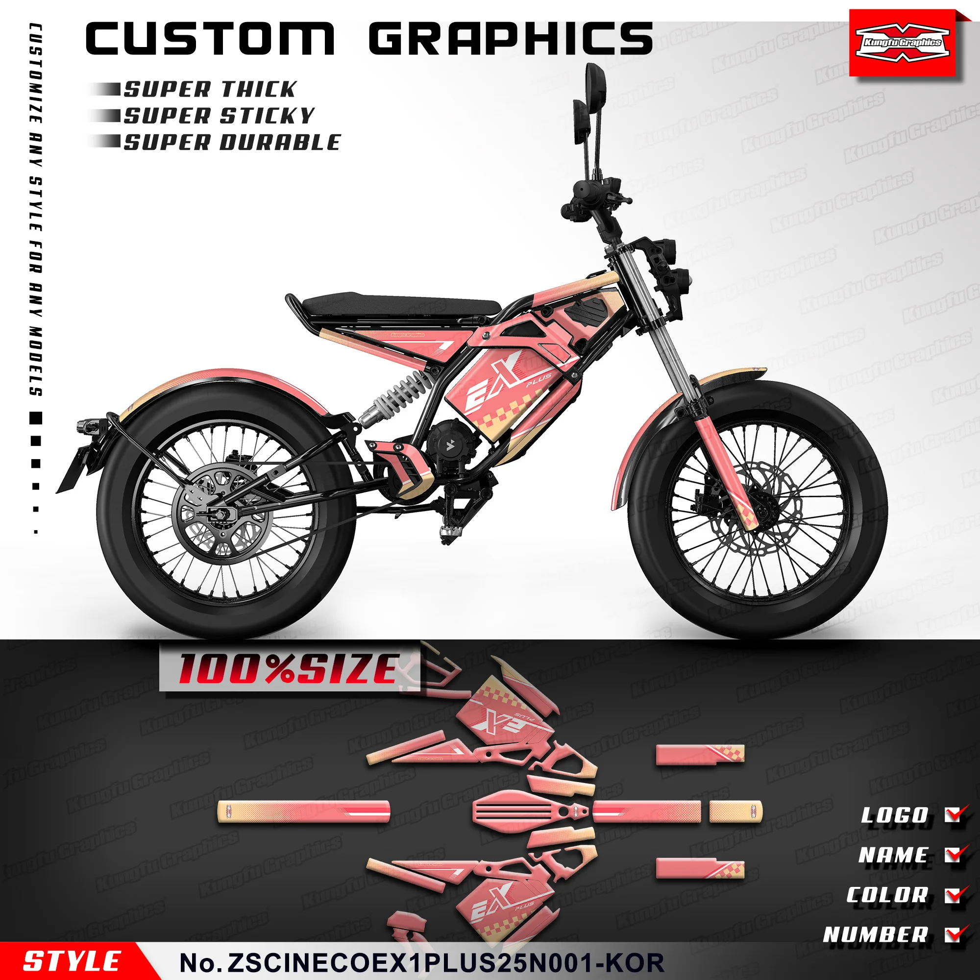 KUNGFU GRAPHICS Custom Motorcycle Graphics Wrap Sticker for CINECO EX1-PLUS Adhesive Decals, Rebuild Kit
KUNGFU GRAPHICS Custom Motorcycle Graphics Wrap Sticker for CINECO EX1-PLUS Adhesive Decals, Rebuild Kit