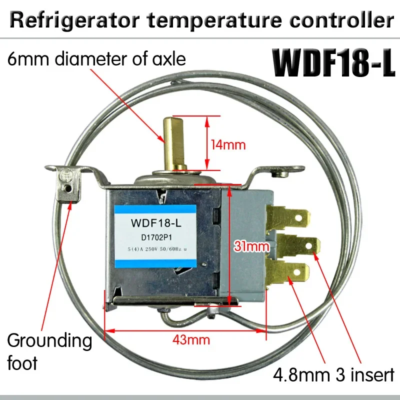 1Pc WDF18-L WDF20-L WPF22-L WPF24-L Refrigerator Parts Thermostat Household 250V Metal Temperature Controller
1Pc WDF18-L WDF20-L WPF22-L WPF24-L Refrigerator Parts Thermostat Household 250V Metal Temperature Controller