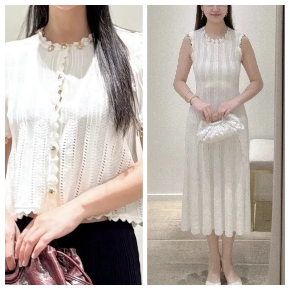 Metal Decoration Women Hollow Out Knitted Tank Dress Ladies O-Neck Sleeveless Midi Robe or Short Sleeve Cardigan Tops
Metal Decoration Women Hollow Out Knitted Tank Dress Ladies O-Neck Sleeveless Midi Robe or Short Sleeve Cardigan Tops