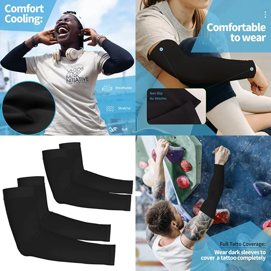 UV Sun Protection Arm Sleeves for Men & Women,UPF 50 Cooling Sports Sleeve,Black (2)
UV Sun Protection Arm Sleeves for Men & Women,UPF 50 Cooling Sports Sleeve,Black (2)