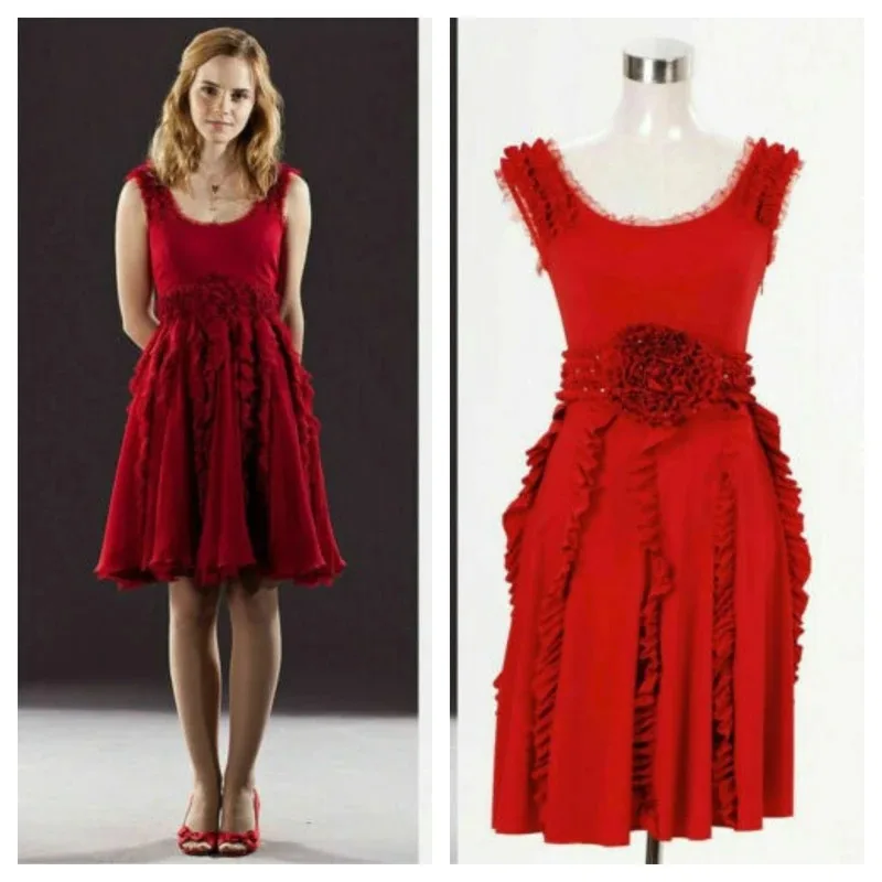 и Дары смерти Гермиона Грейнджер Красное платье Косплей Костюм 
и Дары смерти Гермиона Грейнджер Красное платье Косплей Костюм