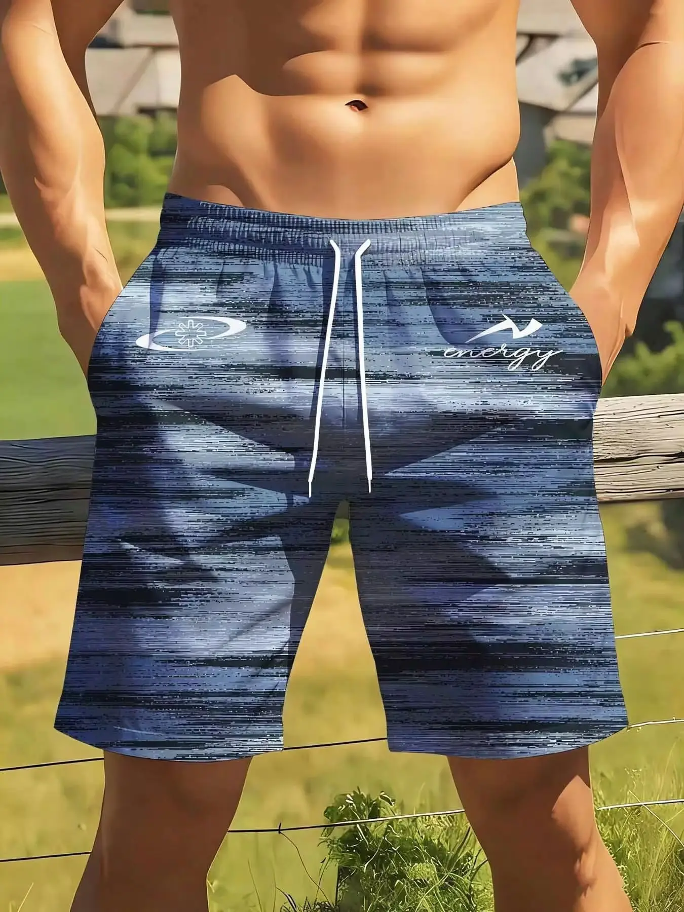 Men's Blue Abstract Pattern Swim Shorts With Drawstring And Logo Design For Beach And Outdoor Activities
Men's Blue Abstract Pattern Swim Shorts With Drawstring And Logo Design For Beach And Outdoor Activities