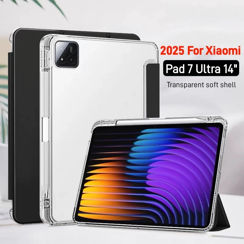 Смарт-чехол из искусственной кожи с тройным слоем для Xiaomi Pad 7 Ultra 2025 14-дюймовый мягкий прозрачный чехол-подставка из ТПУ с держателем для карандашей
Смарт-чехол из искусственной кожи с тройным слоем для Xiaomi Pad 7 Ultra 2025 14-дюймовый мягкий прозрачный чехол-подставка из ТПУ с держателем для карандашей