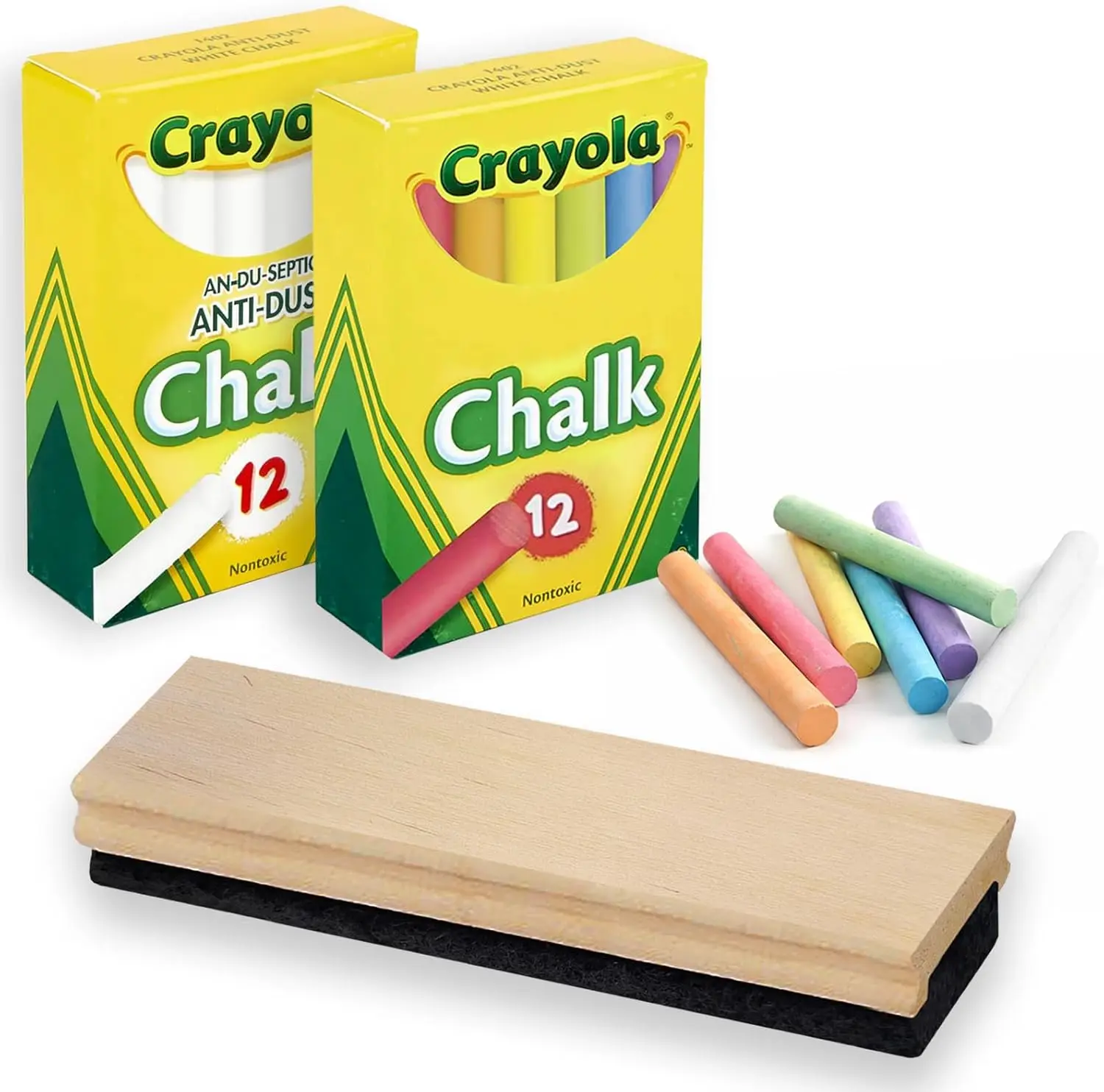 Dustless Chalk and Eraser Set 24 Pack White and Colored Chalks for Blackboard School Office Home
Dustless Chalk and Eraser Set 24 Pack White and Colored Chalks for Blackboard School Office Home