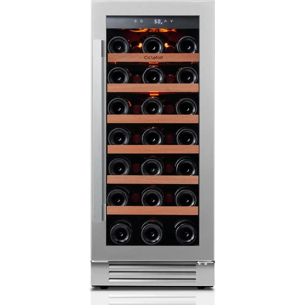 15 Dual-Zone 33-Bottle Wine Cooler with Glass Door, LED Lighting, Freestanding or Built-in, 40-65°F Temperature Control for Home
15 Dual-Zone 33-Bottle Wine Cooler with Glass Door, LED Lighting, Freestanding or Built-in, 40-65°F Temperature Control for Home
