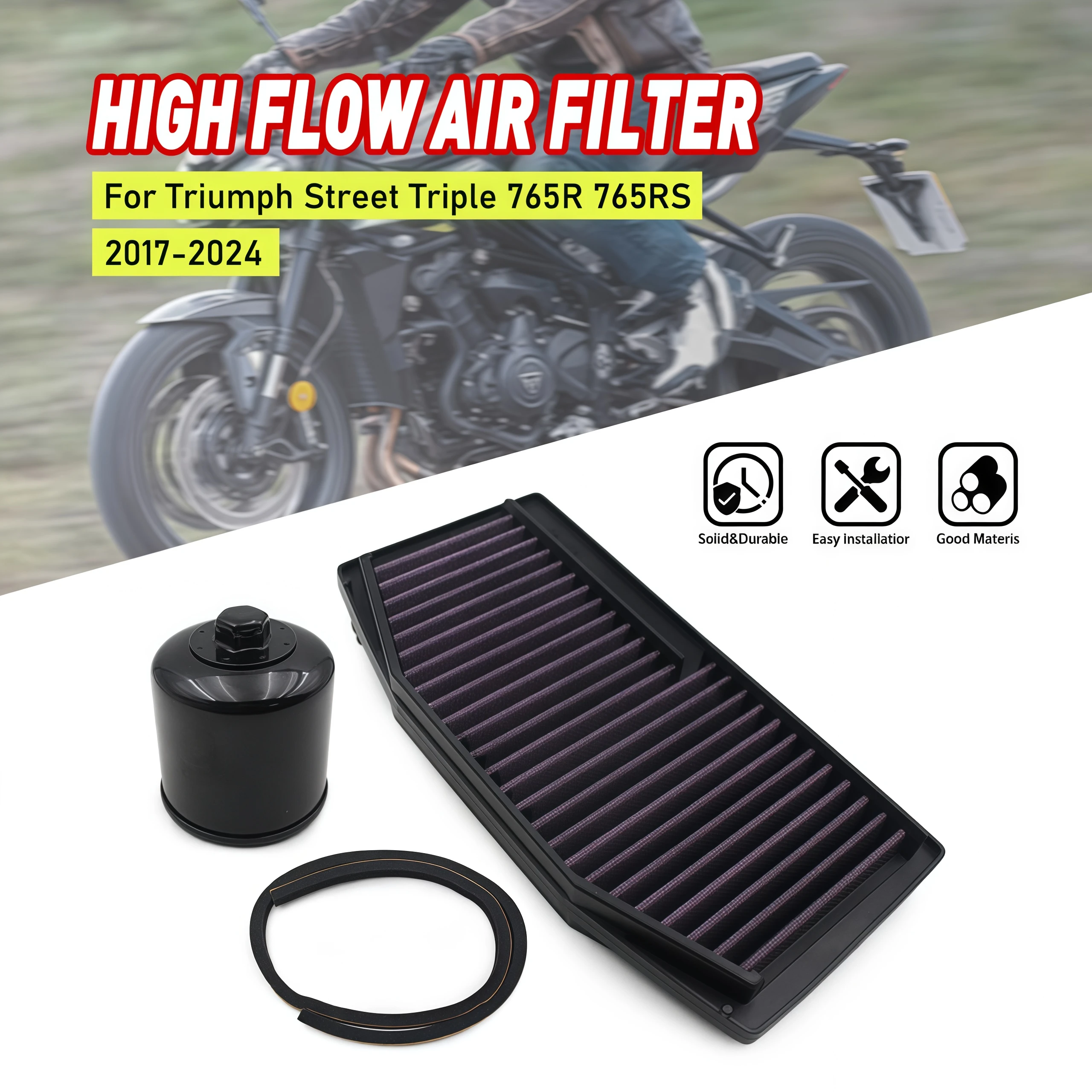 Motorcycle Oil / Air Filter Motor Bike Intake Cleaner For TRIUMPH Street Triple 765 R/S/RS 765R 765S 765RS 2017-2024
Motorcycle Oil / Air Filter Motor Bike Intake Cleaner For TRIUMPH Street Triple 765 R/S/RS 765R 765S 765RS 2017-2024