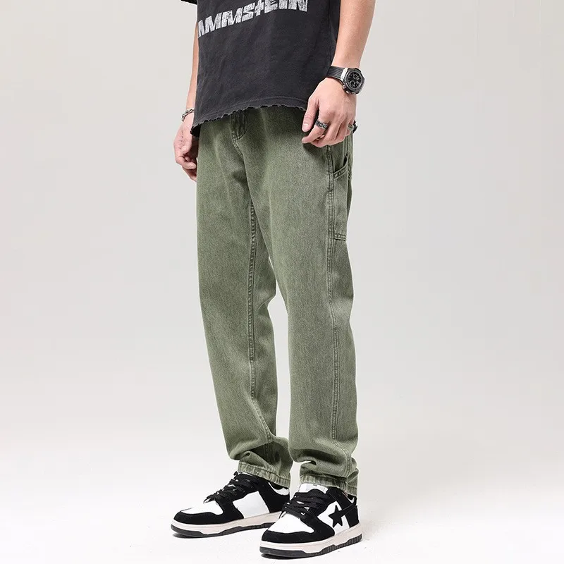 Street Fashion Men Jeans Green Loose Fit Multi Pockets Casual Denim Cargo Pants Men Vintage Designer Straight Baggy Jeans Homme
Street Fashion Men Jeans Green Loose Fit Multi Pockets Casual Denim Cargo Pants Men Vintage Designer Straight Baggy Jeans Homme