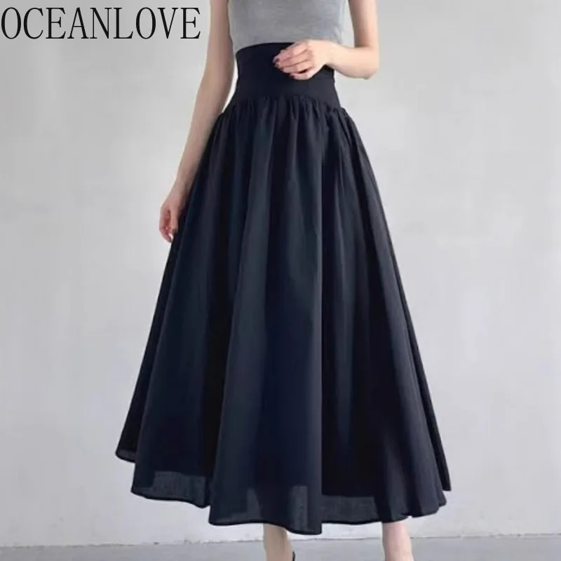 OCEANLOVE женские юбки трапециевидной формы с высокой талией, однотонные весенне-летние корейские модные милые Faldas Mujer, винтажная элегантная длинная юбка
OCEANLOVE женские юбки трапециевидной формы с высокой талией, однотонные весенне-летние корейские модные милые Faldas Mujer, винтажная элегантная длинная юбка