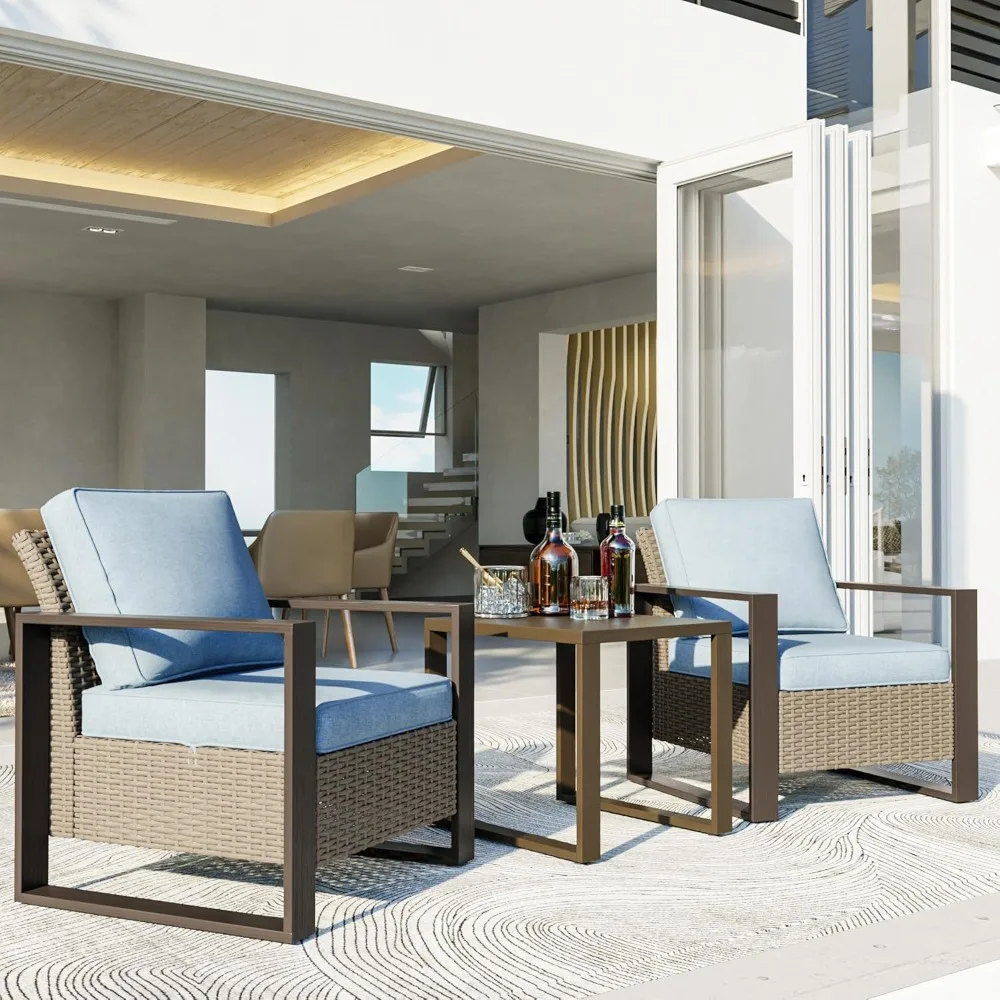 3 Piece Patio Chair Set, Outdoor Wicker Chair and Side Table, Metal Patio Furniture with Deep Seating, Thicken Cushions for Deck
3 Piece Patio Chair Set, Outdoor Wicker Chair and Side Table, Metal Patio Furniture with Deep Seating, Thicken Cushions for Deck