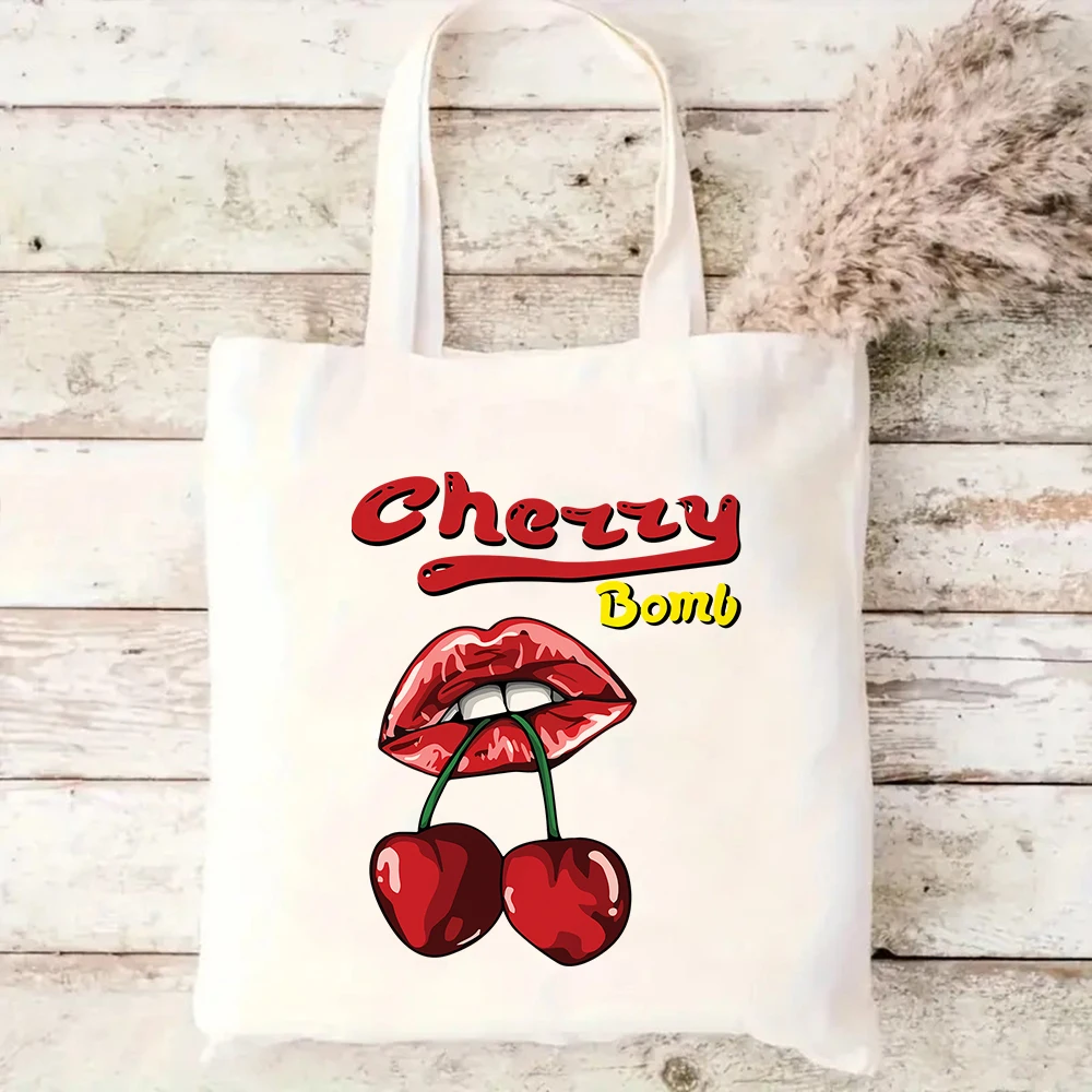 Cherry Bomb Lips Canvas Tote Bag Rockabilly Style Shoulder Bag
Cherry Bomb Lips Canvas Tote Bag Rockabilly Style Shoulder Bag