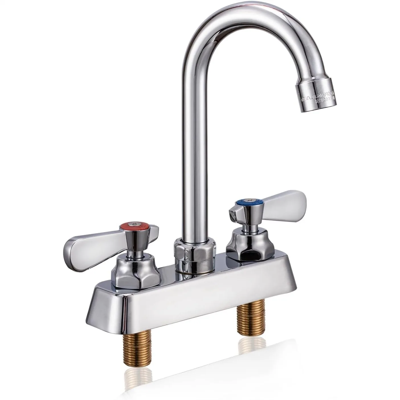 Commercial Sink Faucet 4" Deck Mount with 3-1/2" Gooseneck Spout, 2 Handles, Leak-Resistant for Kitchen/Laundry/Bar/RV
Commercial Sink Faucet 4" Deck Mount with 3-1/2" Gooseneck Spout, 2 Handles, Leak-Resistant for Kitchen/Laundry/Bar/RV