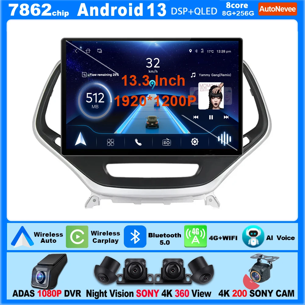 13.3 Inch Carplay Wireless Android Auto For JEEP CHEROKEE 5 KL 2014-2018 Smart Car Systems 4G DVD Wifi GPS Navigation Display
13.3 Inch Carplay Wireless Android Auto For JEEP CHEROKEE 5 KL 2014-2018 Smart Car Systems 4G DVD Wifi GPS Navigation Display