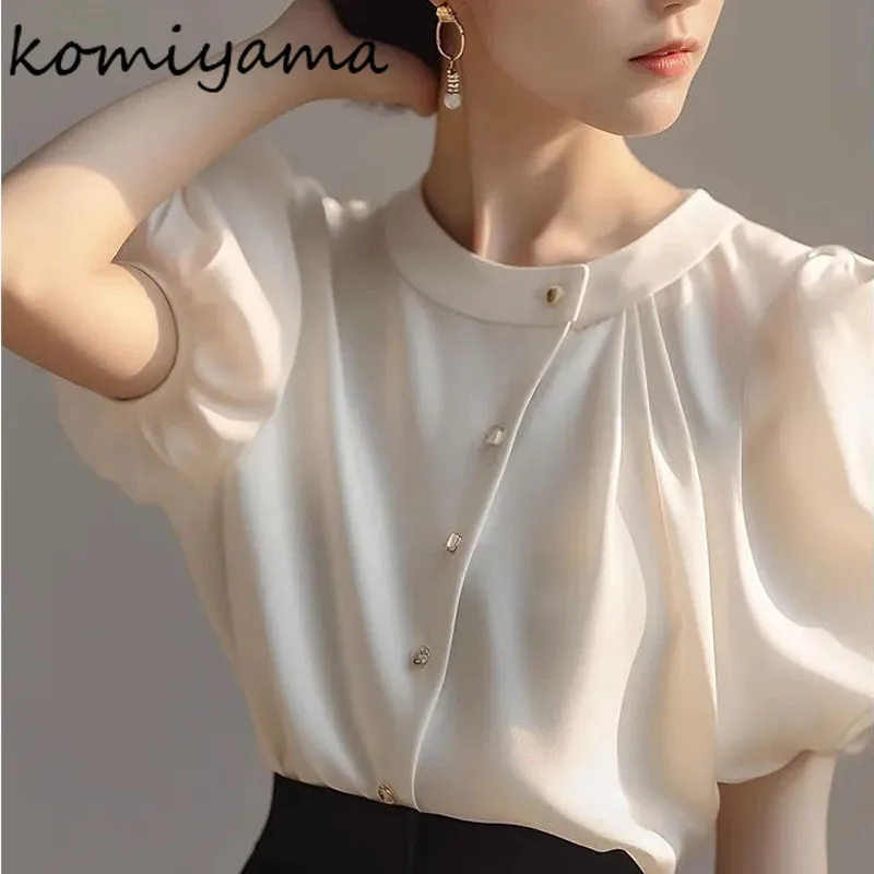 Summer New Pleated Blusas Mujer Round Neck Short Sleeve Shirts & Blouses Single-breasted Women Clothing Korean Camisas Ropa
Summer New Pleated Blusas Mujer Round Neck Short Sleeve Shirts & Blouses Single-breasted Women Clothing Korean Camisas Ropa