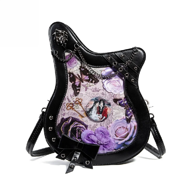 Готическая сумка-ита в форме гитары с прозрачным окном для значков, винтажная сумка через плечо из искусственной кожи в стиле дарк-панк для любителей аниме
Готическая сумка-ита в форме гитары с прозрачным окном для значков, винтажная сумка через плечо из искусственной кожи в стиле дарк-панк для любителей аниме