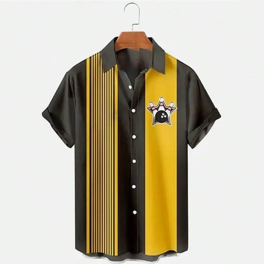 Mens 3D Printed Bowling Star Yellow Black Stripe Casual Summer Shirt
Mens 3D Printed Bowling Star Yellow Black Stripe Casual Summer Shirt