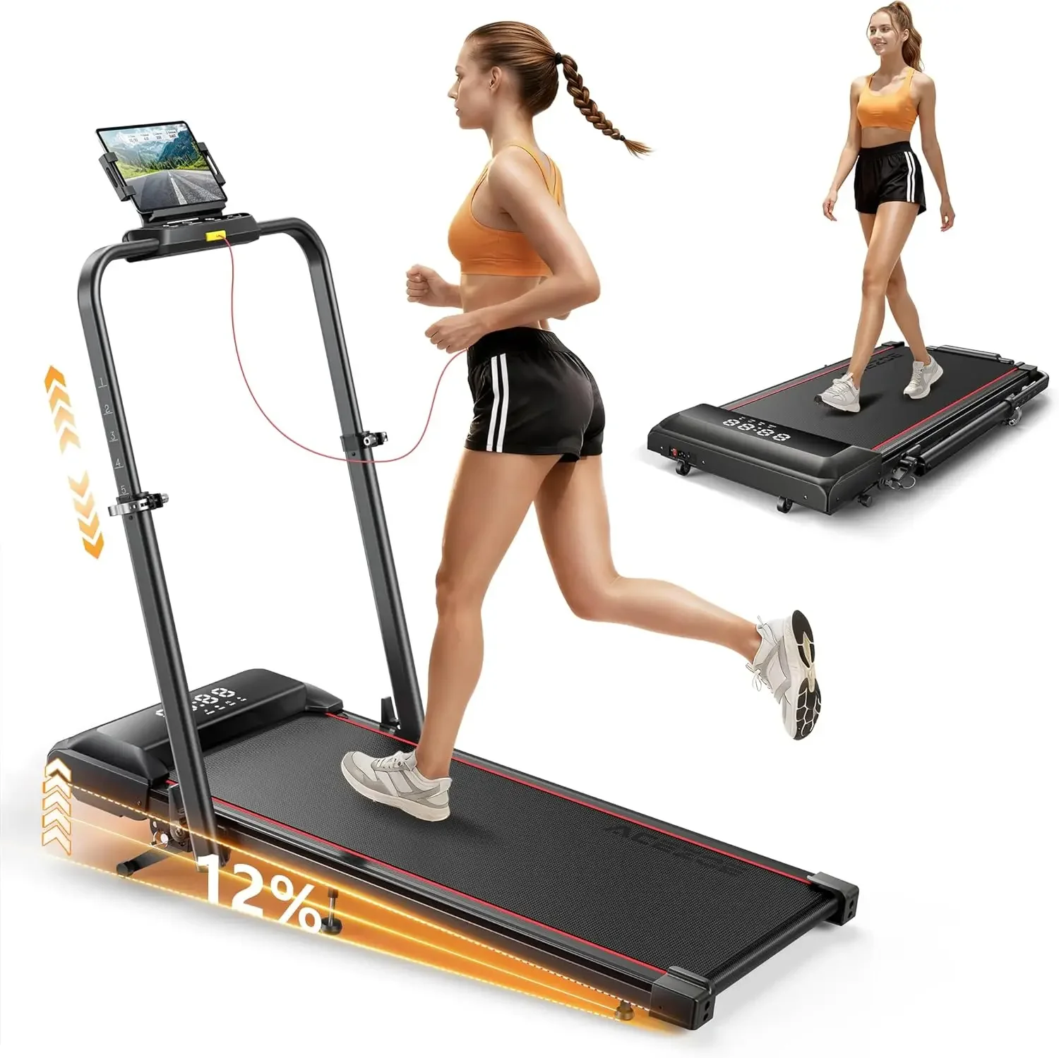 Walking Pad with 12% Incline & Height-Adjustable Handlebar, 5-in-1 Foldable Treadmill for Home & Office, Portable Under Desk Tre
Walking Pad with 12% Incline & Height-Adjustable Handlebar, 5-in-1 Foldable Treadmill for Home & Office, Portable Under Desk Tre