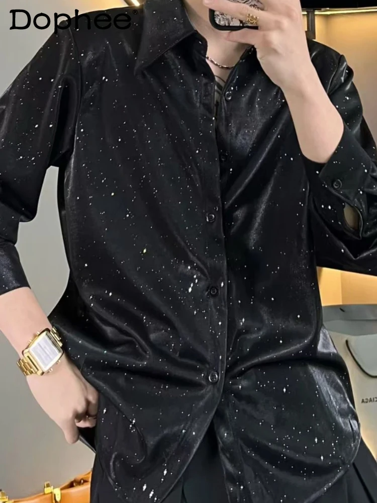 Men's 2025 Spring Autumn Trendy Personalized Shirt Male Babysbreath Sequined Design Shirts Loose Casual Versatile Fashion Tops
Men's 2025 Spring Autumn Trendy Personalized Shirt Male Babysbreath Sequined Design Shirts Loose Casual Versatile Fashion Tops