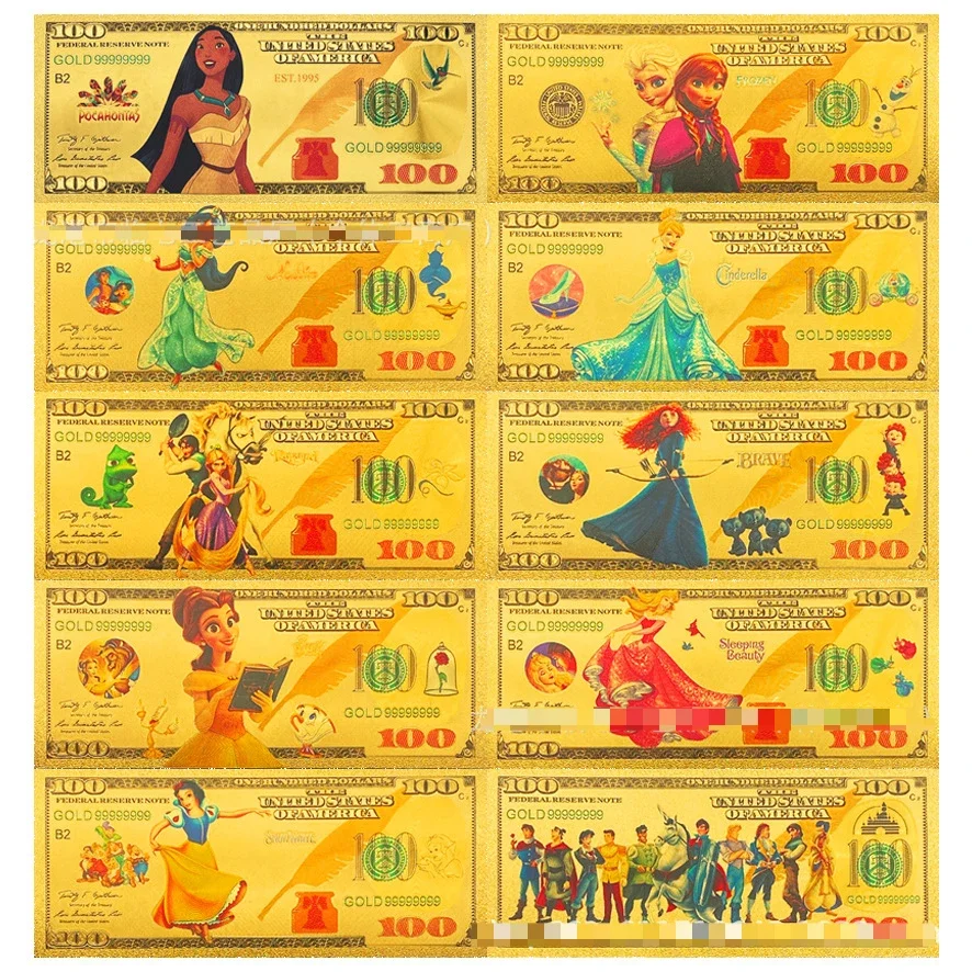 Disney Princess Commemorative banknote Anime Figure Cartoon Figural Cute Personality Gold money Decoration Girls Birthday Gifts
Disney Princess Commemorative banknote Anime Figure Cartoon Figural Cute Personality Gold money Decoration Girls Birthday Gifts