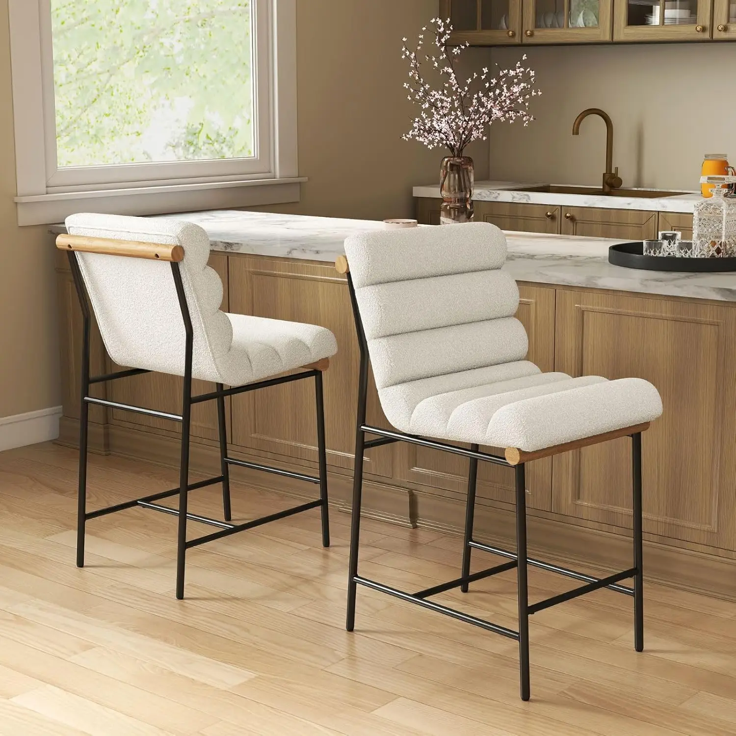 Набор из 2 барных стульев высотой 25 дюймов, белые стулья с обивкой из букле, удобные современные барные стулья с обивкой из шерпы, на заказ
Набор из 2 барных стульев высотой 25 дюймов, белые стулья с обивкой из букле, удобные современные барные стулья с обивкой из шерпы, на заказ