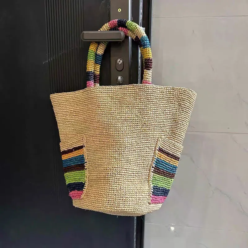 New Summer Raffia Straw Women Vacation Woven Beach Stripe Shoulder Bag Large Capacity Hollow Out Simple Tote Bag High Quality
New Summer Raffia Straw Women Vacation Woven Beach Stripe Shoulder Bag Large Capacity Hollow Out Simple Tote Bag High Quality