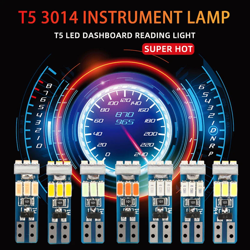KEVANLY 10pcs T5 W3W LED Bulbs Dashboard Warming 9SMD 3014 Car Interior Lights Indicator Wedge Auto Instrument Lamp 12V Canbus
KEVANLY 10pcs T5 W3W LED Bulbs Dashboard Warming 9SMD 3014 Car Interior Lights Indicator Wedge Auto Instrument Lamp 12V Canbus