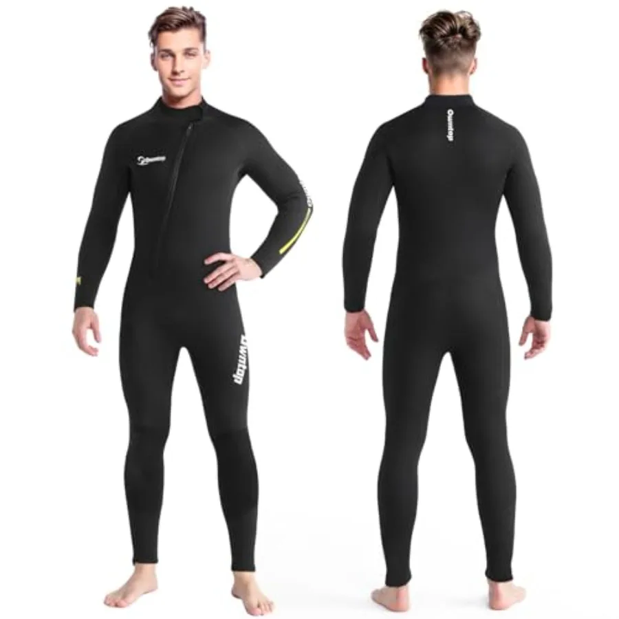 Wetsuit for scuba surfing swimming diving snorkeling water sports; 5mm neoprene; black; thickened front-zip full suit with UPF5
Wetsuit for scuba surfing swimming diving snorkeling water sports; 5mm neoprene; black; thickened front-zip full suit with UPF5