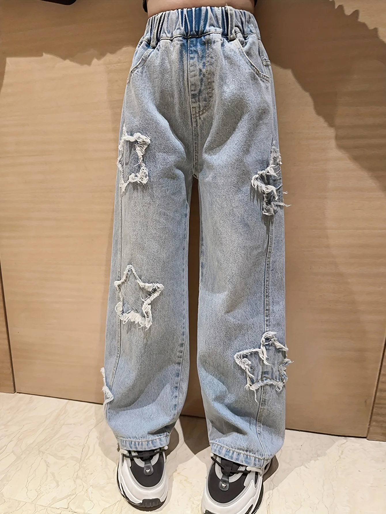 Girls' Wide-Leg Pants 2025 New Style Girls' Fashion Pants Spring & Fall Kidsren's Five-Pointed Star Patch Straight Denim Pants
Girls' Wide-Leg Pants 2025 New Style Girls' Fashion Pants Spring & Fall Kidsren's Five-Pointed Star Patch Straight Denim Pants