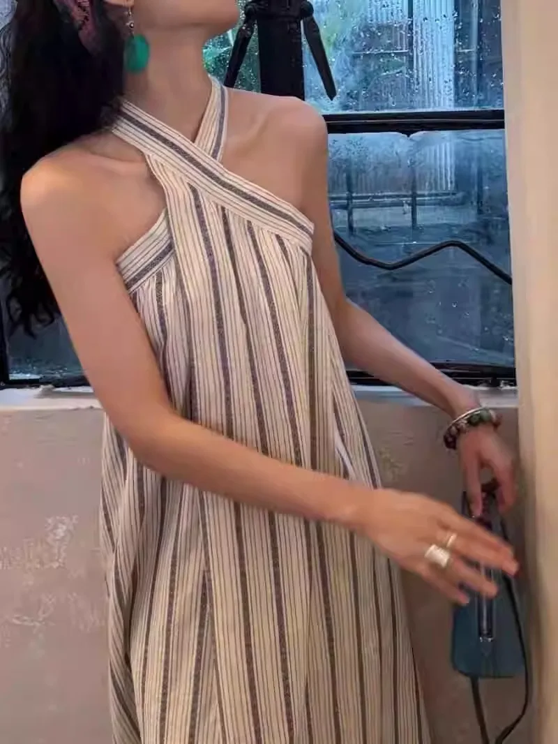French Design Striped Off Shoulder Vacation Long Dress For Women'S Summer Casual Temperament Dress
French Design Striped Off Shoulder Vacation Long Dress For Women'S Summer Casual Temperament Dress