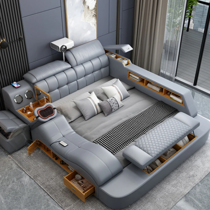 Storage European Aesthetic Double Bed Modern High End Genuine Leather Double Bed Human Multifunctional Cama Bedroom Furniture
Storage European Aesthetic Double Bed Modern High End Genuine Leather Double Bed Human Multifunctional Cama Bedroom Furniture
